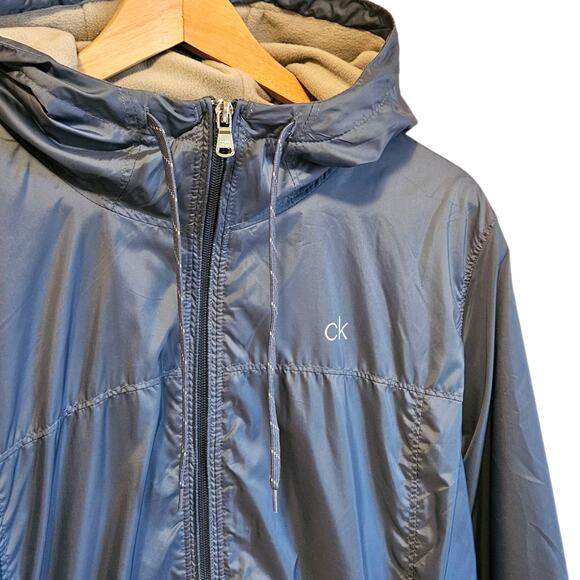 Calvin Klein Jacket Fleece Lined Warm Windbreaker Blue Women's XLarge - Picture 2 of 6